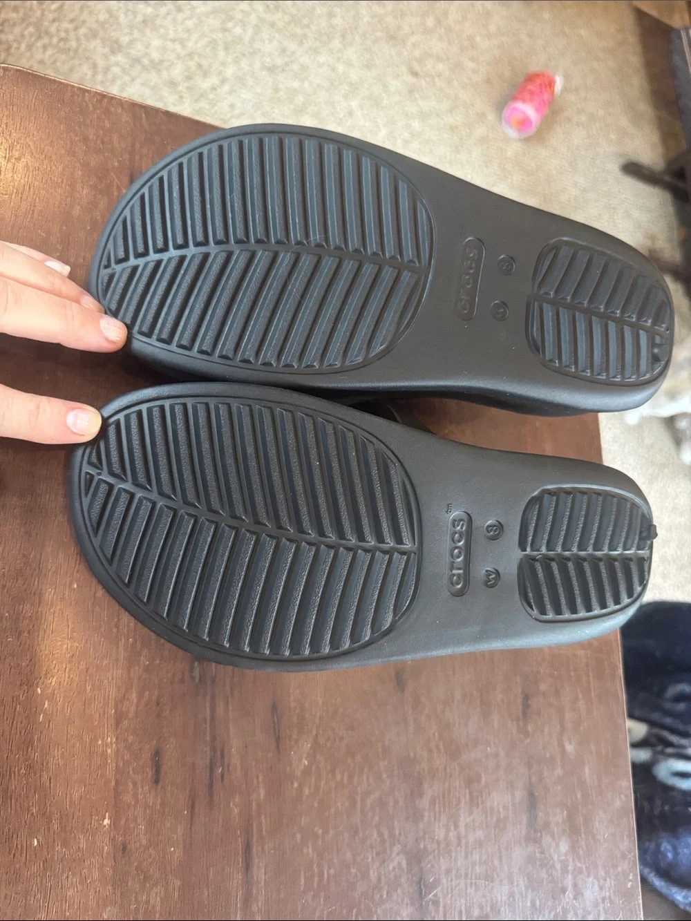 CROCS Black Foam Platform Flip Sandals NWOT NEVER WORN!!